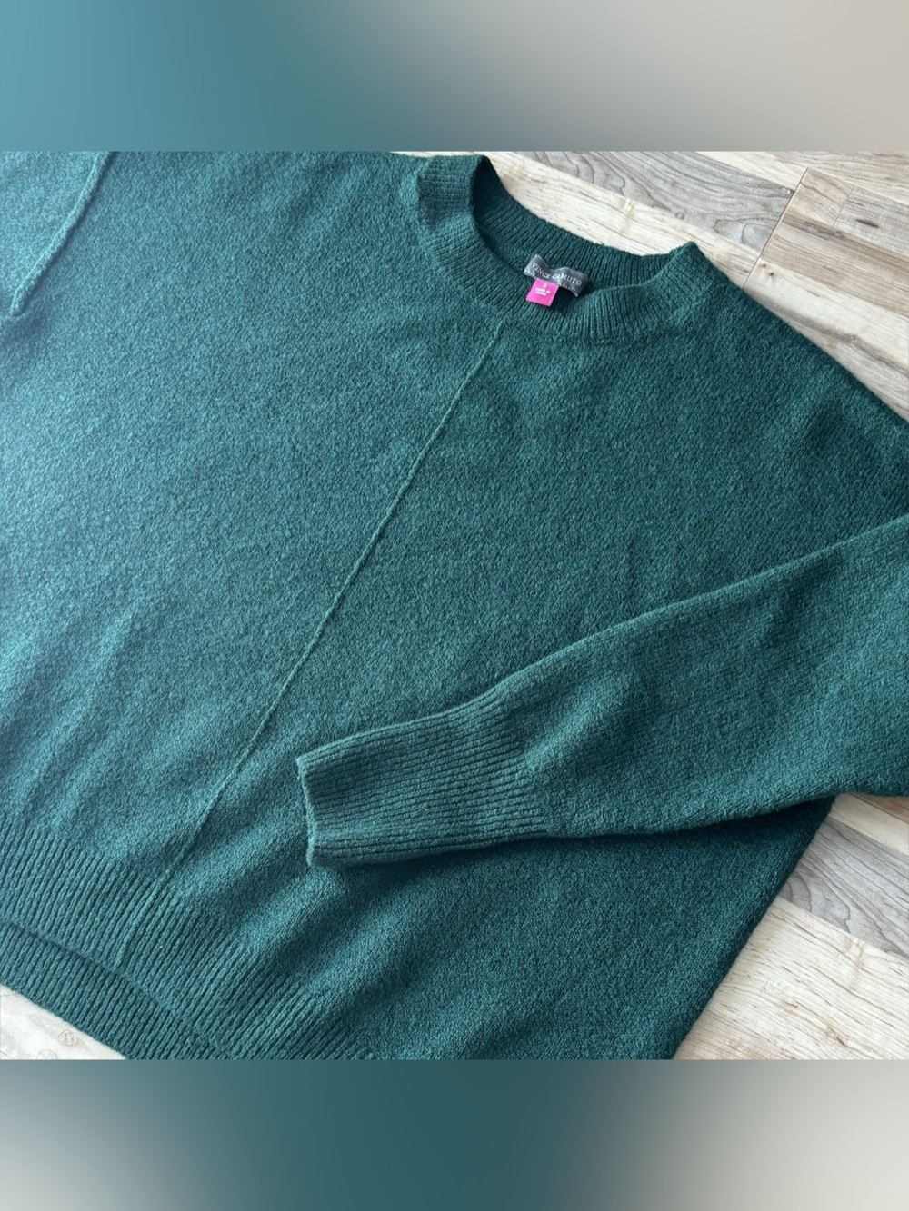 Vince Camuto Green Crewneck Sweater S High Low Hem Cozy Minimalist Casual Chic